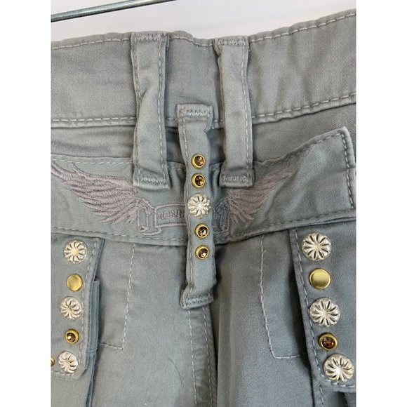 $435 Womens Robins Jeans Cargo Pants Wings Embellished Skinny Stretch Sz 27 6758 - Picture 10 of 13